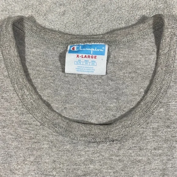Champion  Heritage T-Shirt Mens XL Grey Script Logo Short Sleeve Cotton Blend - Picture 8 of 16